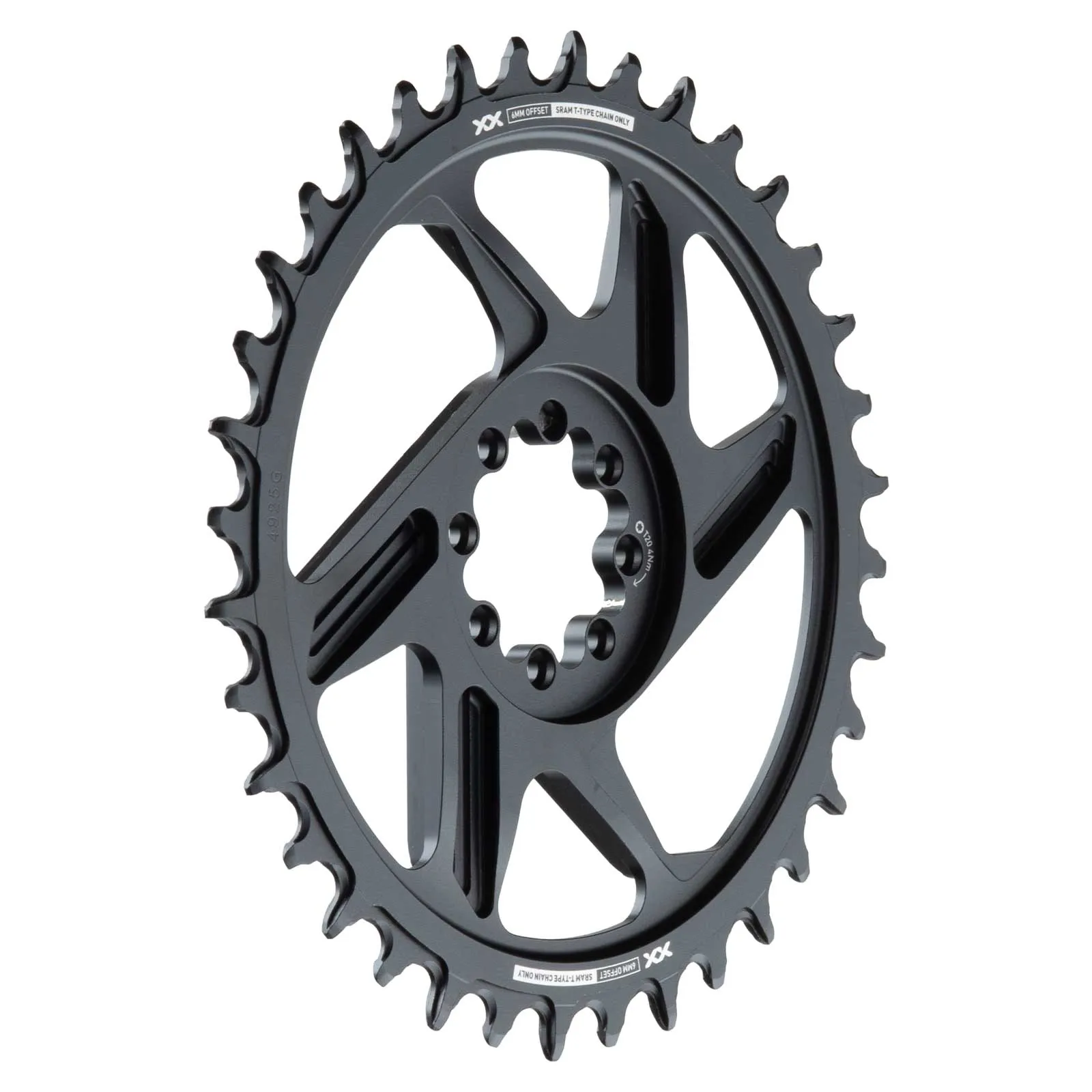 Sram XX DH T-Type Kettenblatt 8-Loch DM Offset 6mm schwarz-silber 32 Zähne