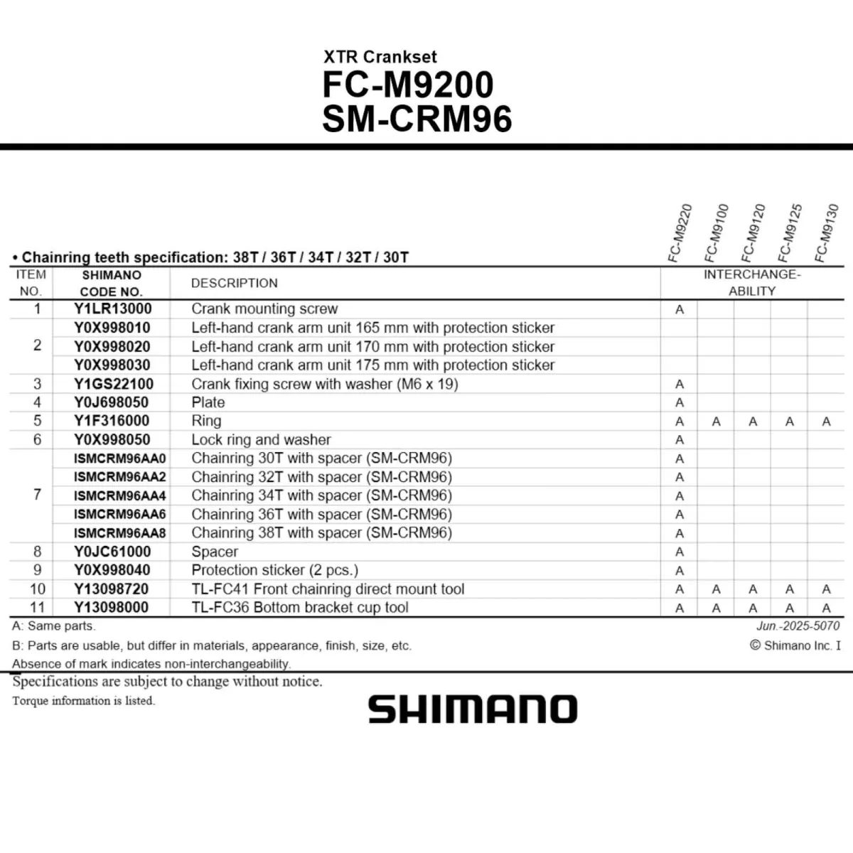 Shimano XTR SM-CRM96 Kettenblatt 12x1-fach Directmount 34 Zähne