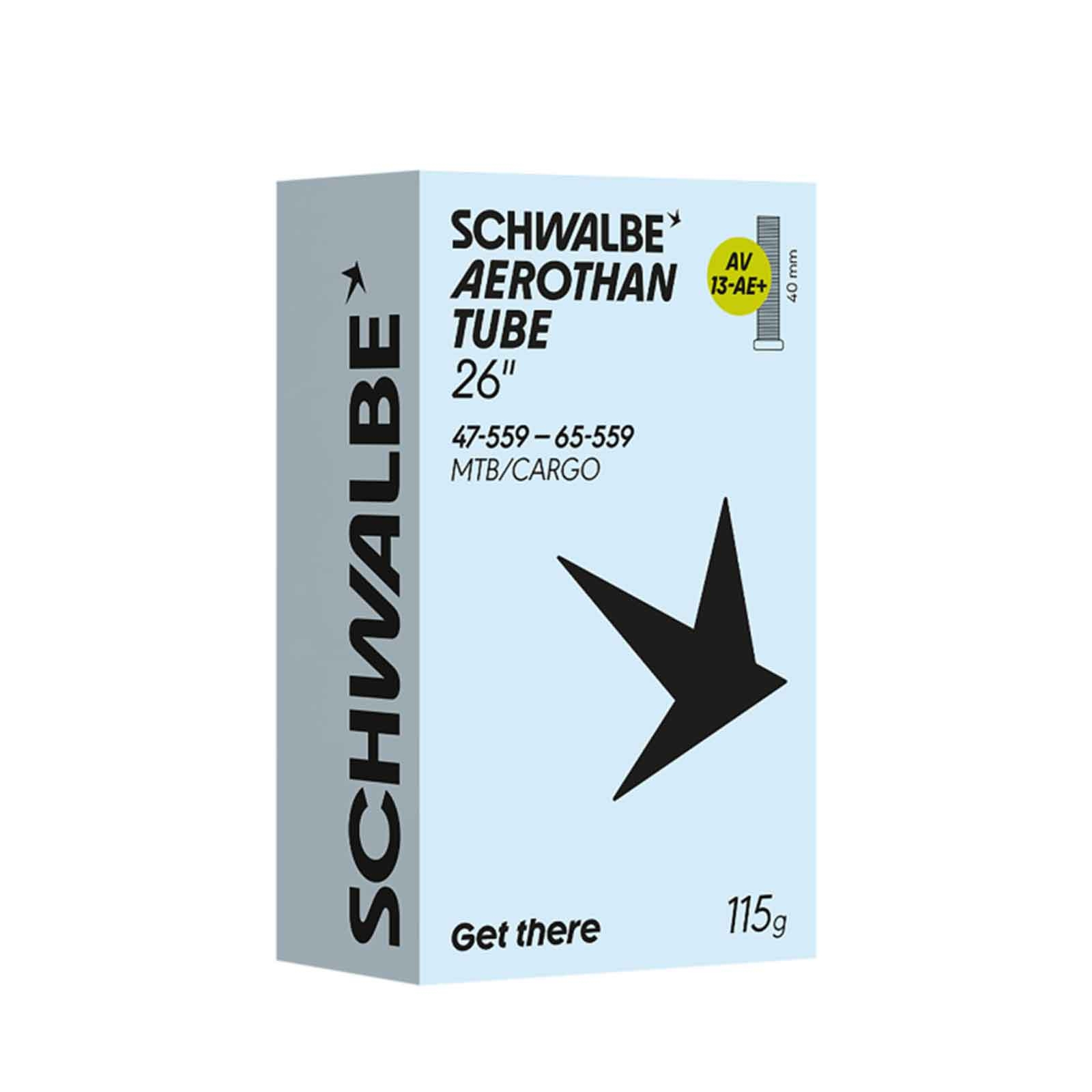 Schwalbe Aerothan SCV13-AE+ MTB/Cargo TPU Schlauch | 26 Zoll x 1.75-2.6 Zoll Clik Valve Ventil 40 mm