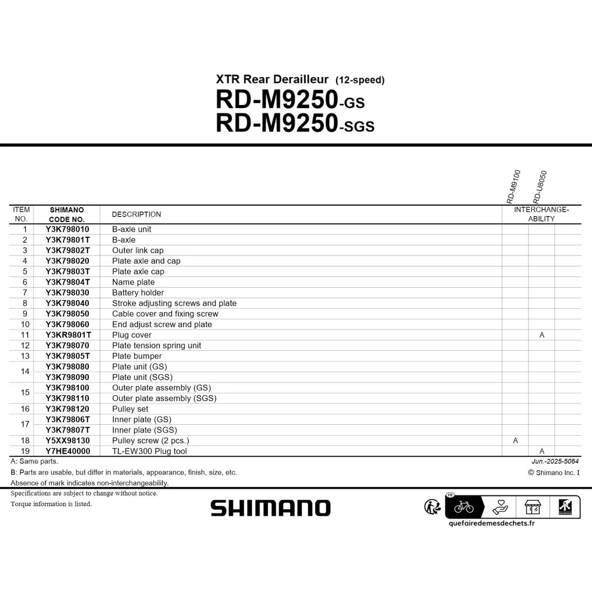 Shimano XTR Di2 Schaltwerk RD-M9250-GS medium Cage 12-fach max 45 Zähne ohne Akku