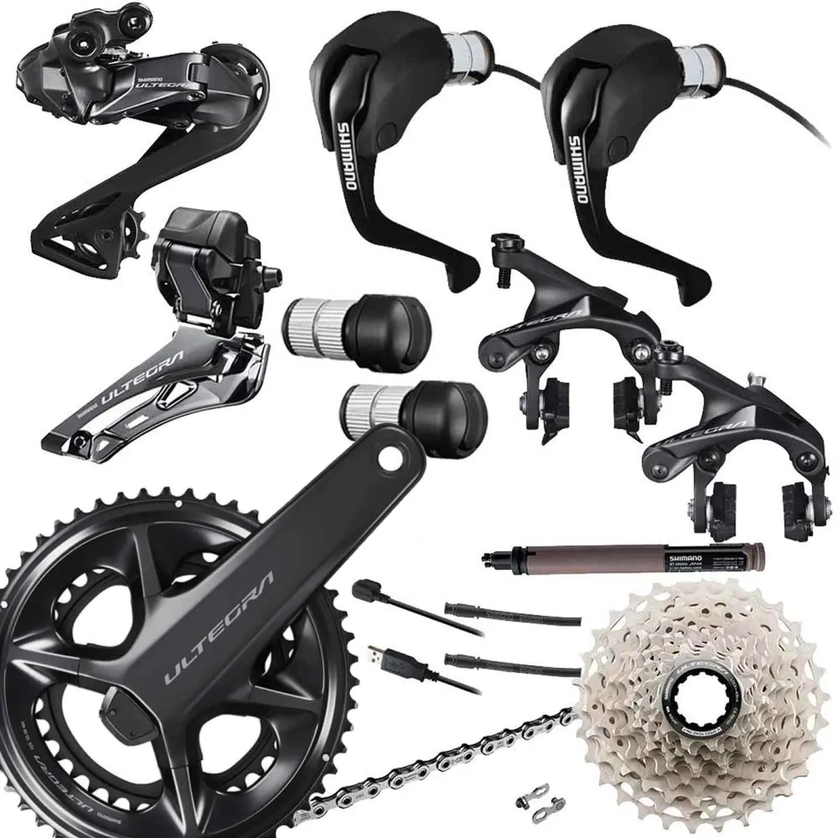 Shimano Ultegra TT Di2 Gruppe R8150/R8060 Rim-Brake 12x2-fach mit Powermter FC-R8100-P