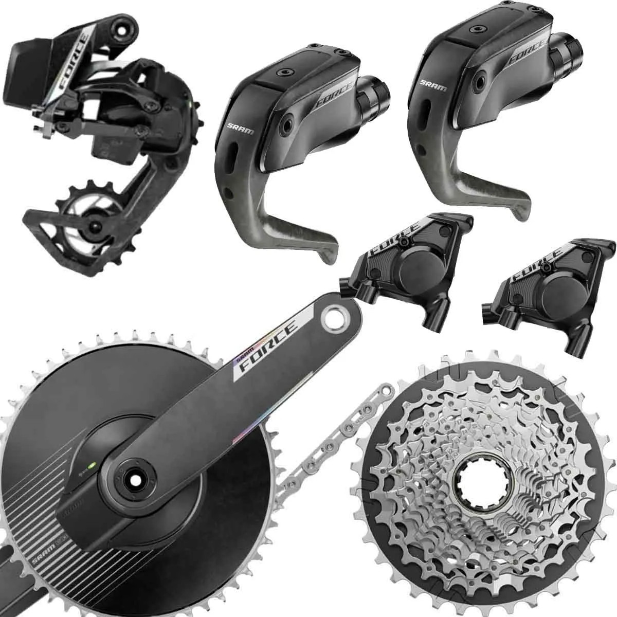Sram Force AXS E1 Aero TT Gruppe Aero-Powermeter Disc 12x1-fach