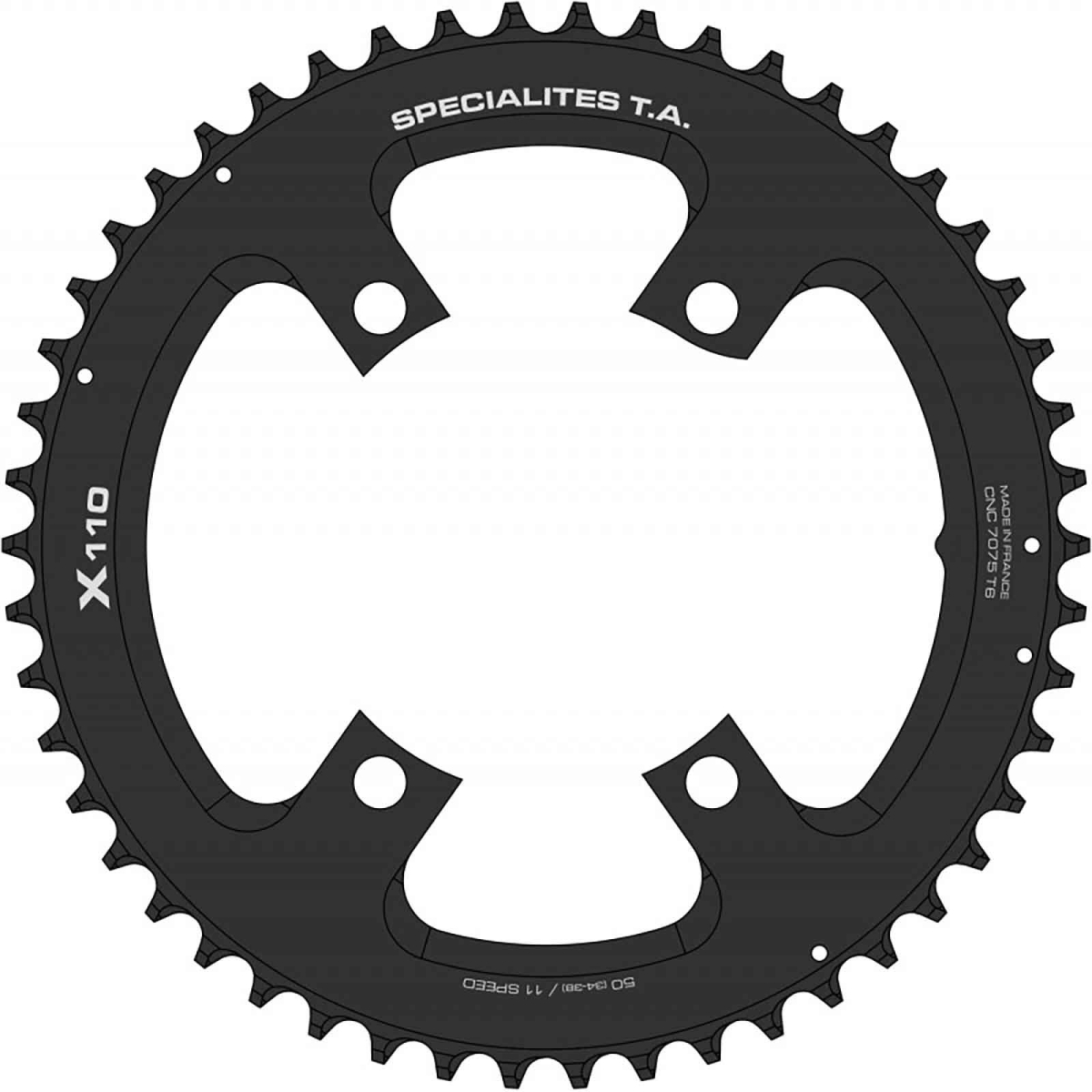 TA Specialite X110 11V Kettenblatt Shimano Road 58 Zähne aussen schwarz