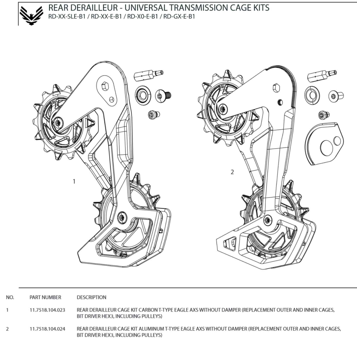 Sram Eagle AXS Transmission Schaltwerk Ersatzteil | Schaltarm Aluminium. RETOURENARTIKEL