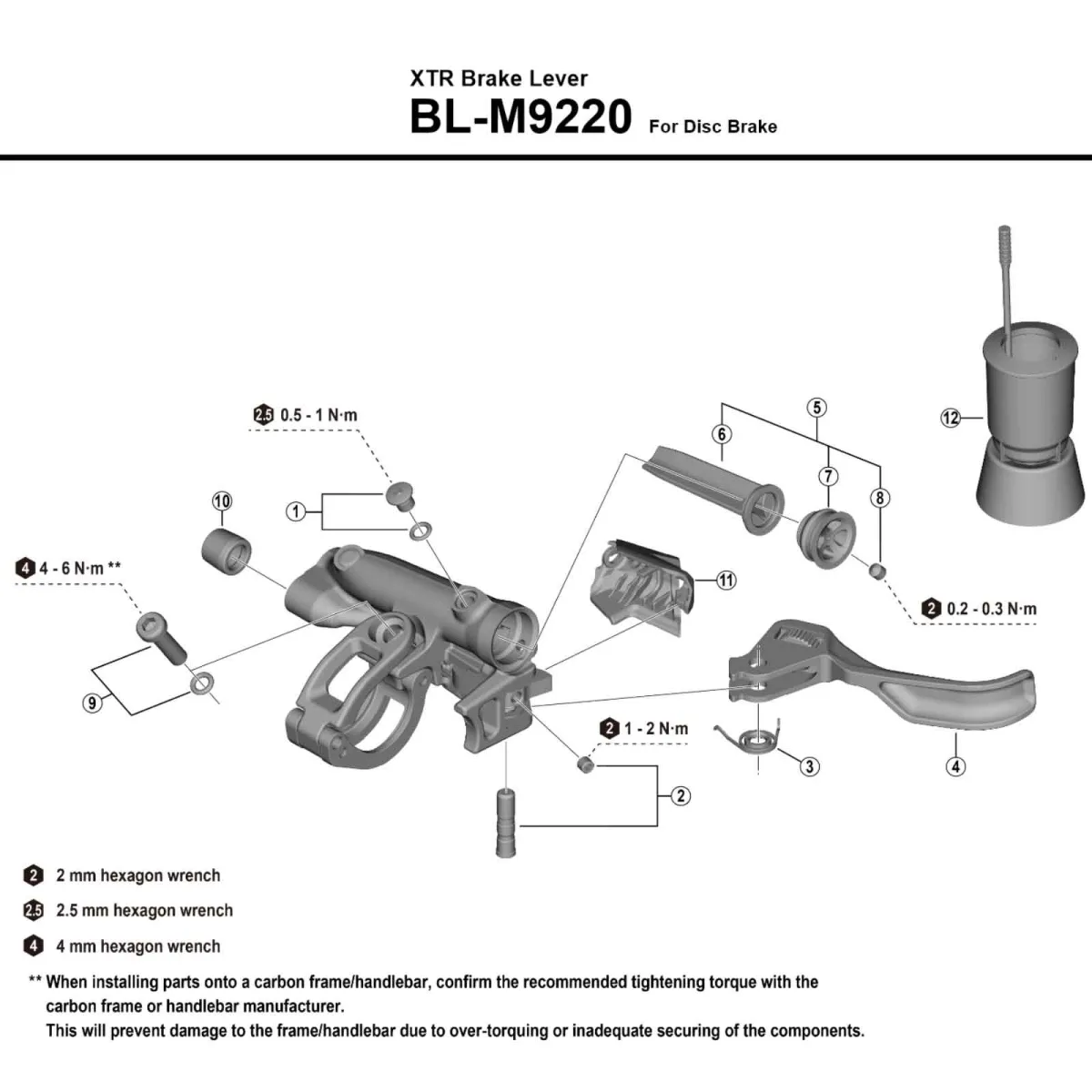 Shimano XTR M9220 Enduro Scheibenbremse 4 Kolben Hinterrad Griff rechts