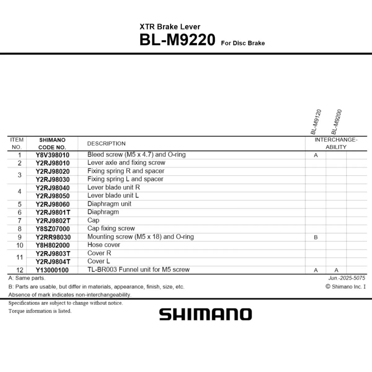 Shimano XTR M9220 Enduro Scheibenbremse 4 Kolben Hinterrad Griff rechts