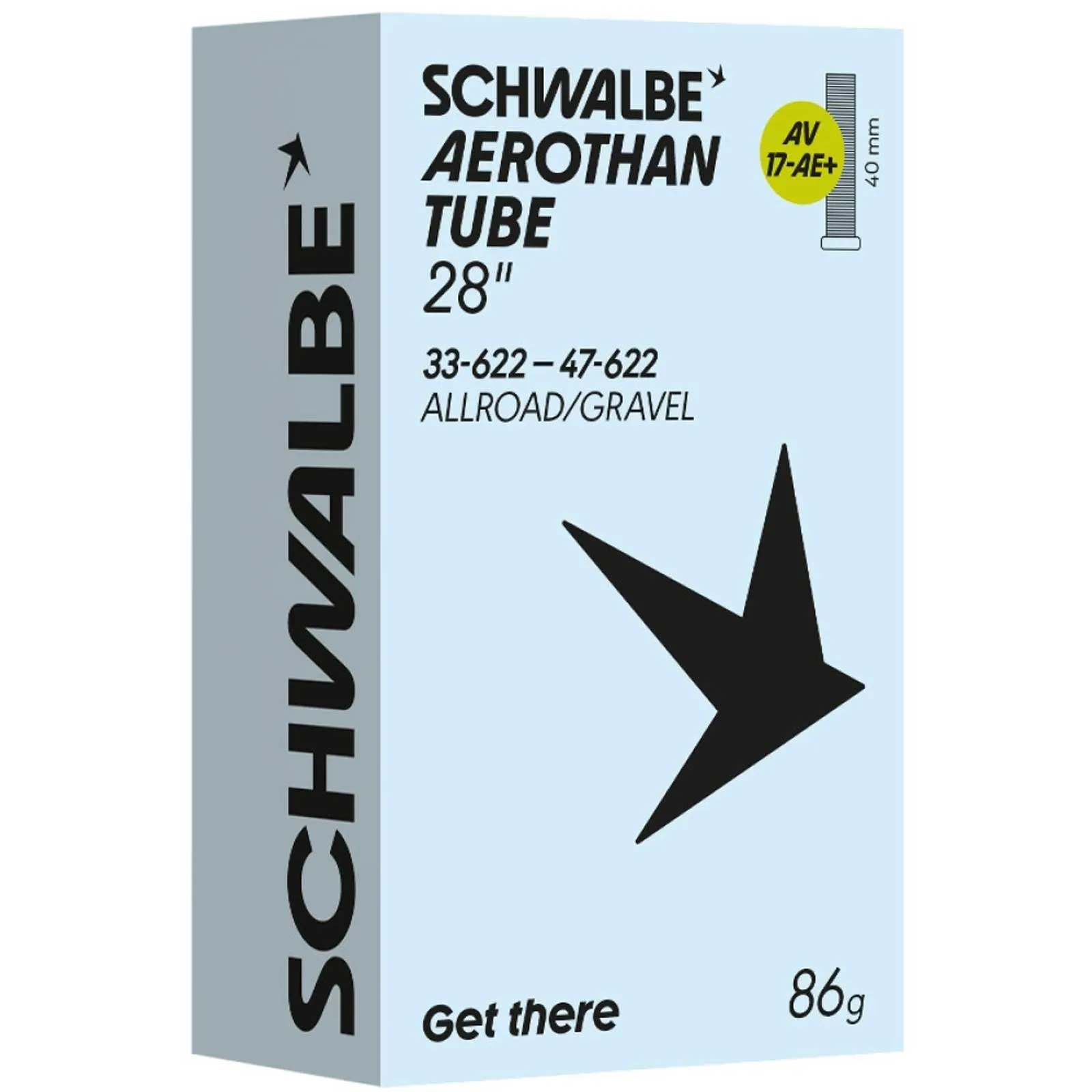 Schwalbe Aerothan AV17-AE+ Gravel/Allroad TPU Schlauch 28 Zoll | 33-47 x 622 Autoventil 40 mm