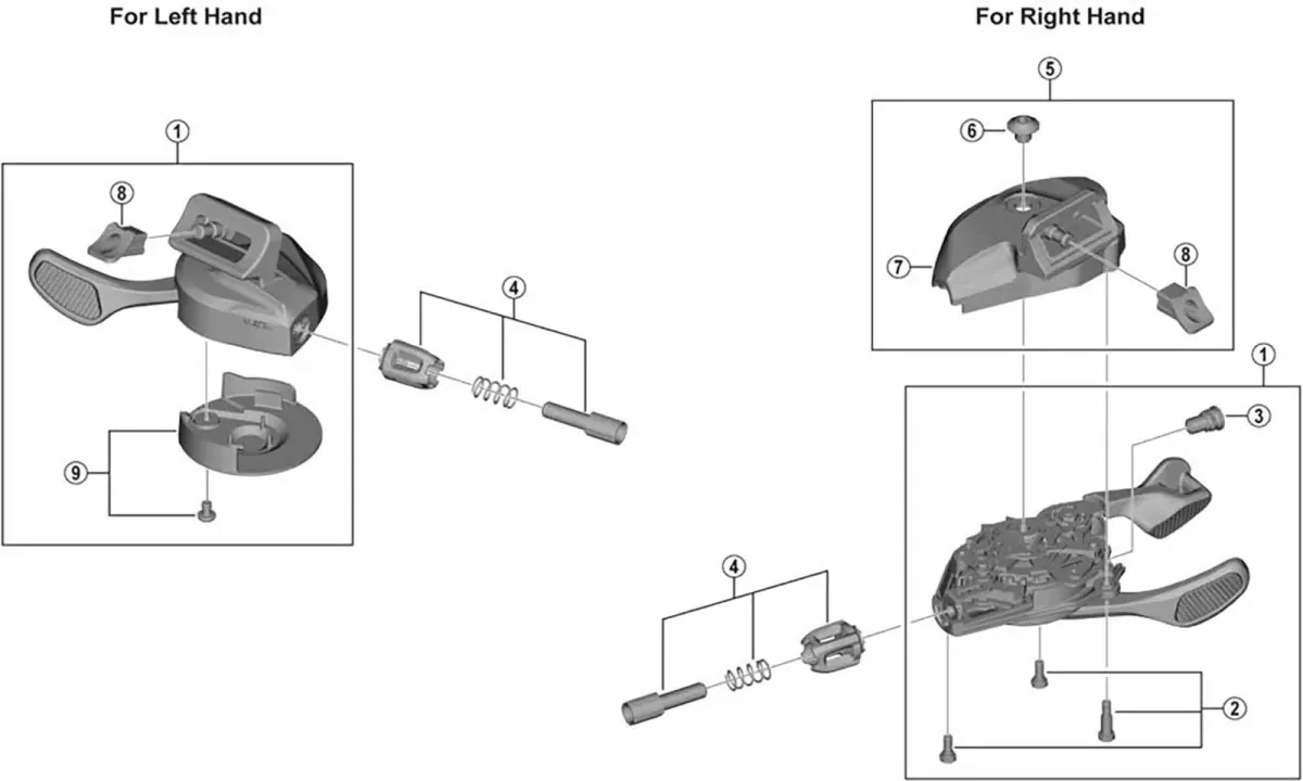 Shimano Deore XT SL-M8100-I Schalthebel Ersatzteil | Abdeckung rechts komplett Nr 5