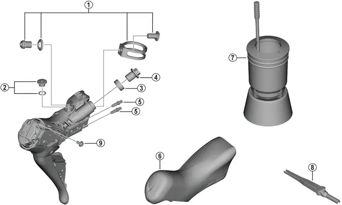 Shimano DURA-ACE Di2 ST-R9270 Schalt-Bremshebel Ersatzteil | Batterie Befestigungsschraube Nr 9