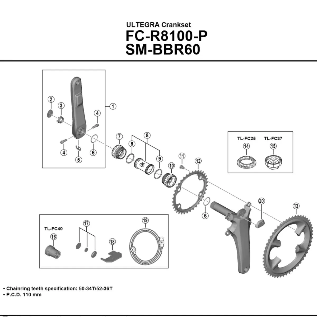 Shimano DURA-ACE + Ultegra Kettenblatt 12-fach 46 Zähne
