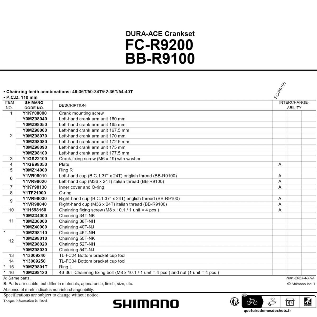 Shimano DURA-ACE Di2 Kurbel FC-R9200 Abstufung 46-36 Zähne Länge 160 mm
