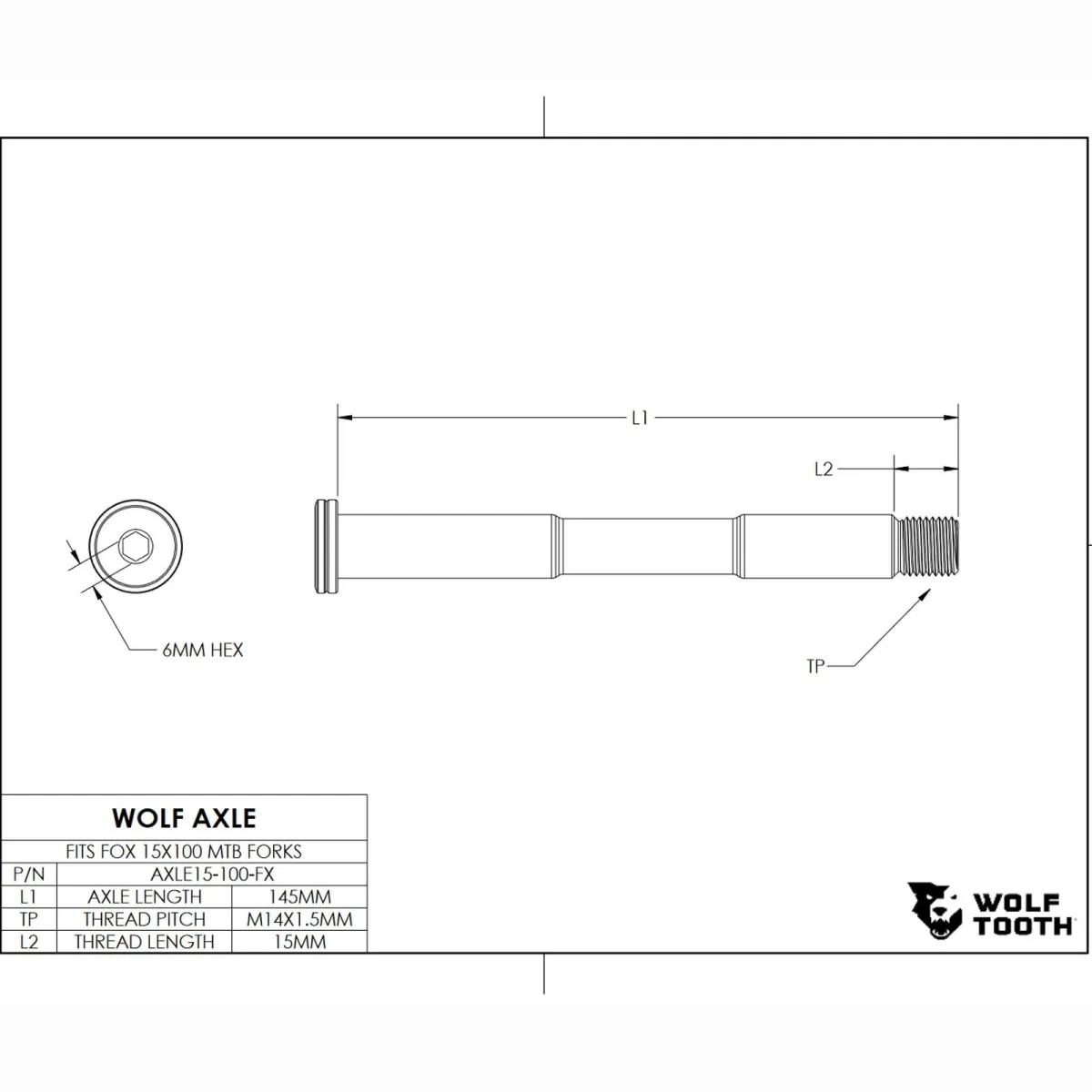 Wolf Tooth Steckachse - FOX Gabel 15x100mm schwarz
