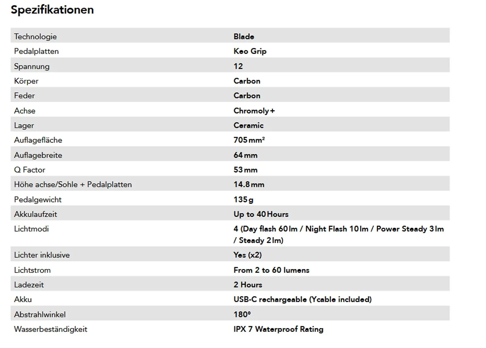 Look Keo Blade Carbon Ceramic Pedale 12 Nm Vision black | Beleuchtung ohne STVZO