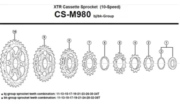 Ersatzteile Shimano XTR CS-M980 Kassette 10-fach