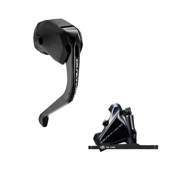 Scheibenbremse Shimano DURA-ACE TT Di2 ST-R9180-L Links 2x12/11-fach + Vorderrad Flat Mount Disc BR-R9170