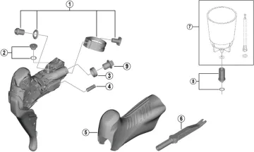 Shimano GRX Di2 ST-RX815 Schalt-Bremshebel Ersatzteil | Schellen-Einheit Nr 1