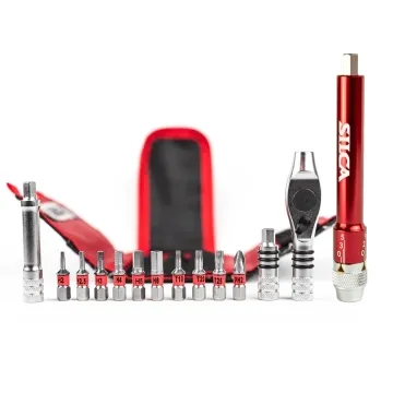 SILCA T-Ratchet Kit Werkzeugset + Ti-Torque Drehmomentschlüssel - 15-teilig silber-rot