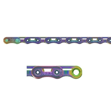Sram Kette PC RED AXS E1 Flattop 12/13-fach HollowPin rainbow 114 Glieder incl Power Lock
