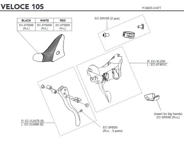 Campagnolo Veloce 10s Brems-Schalthebel Ersatzteilset EC-VL200 | Schalthebel + Schaltmechanik rechts